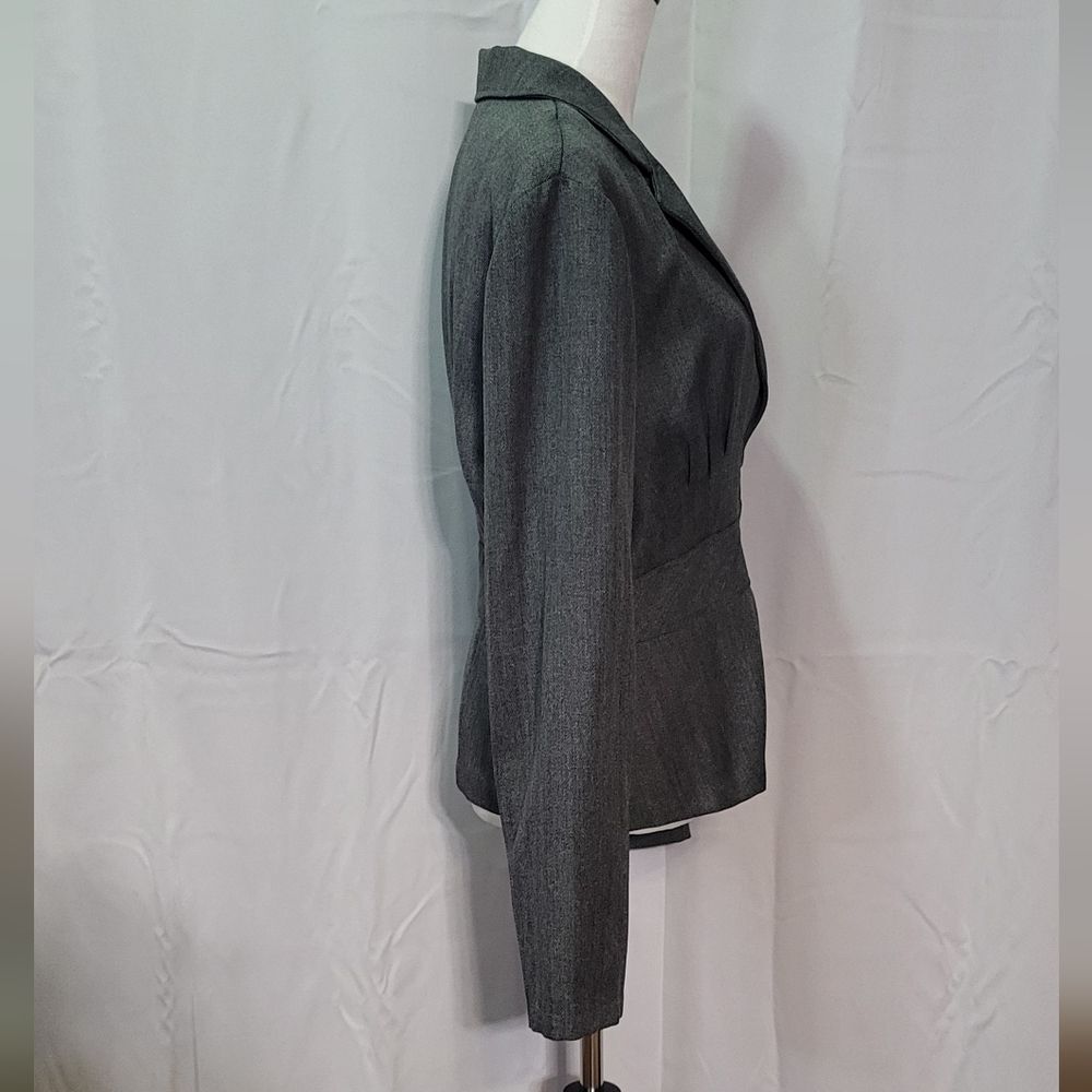 B. Smart Women's Vintage Gray Pleated Padded Blazer Jacket Plus Size 16 - Picture 8 of 12